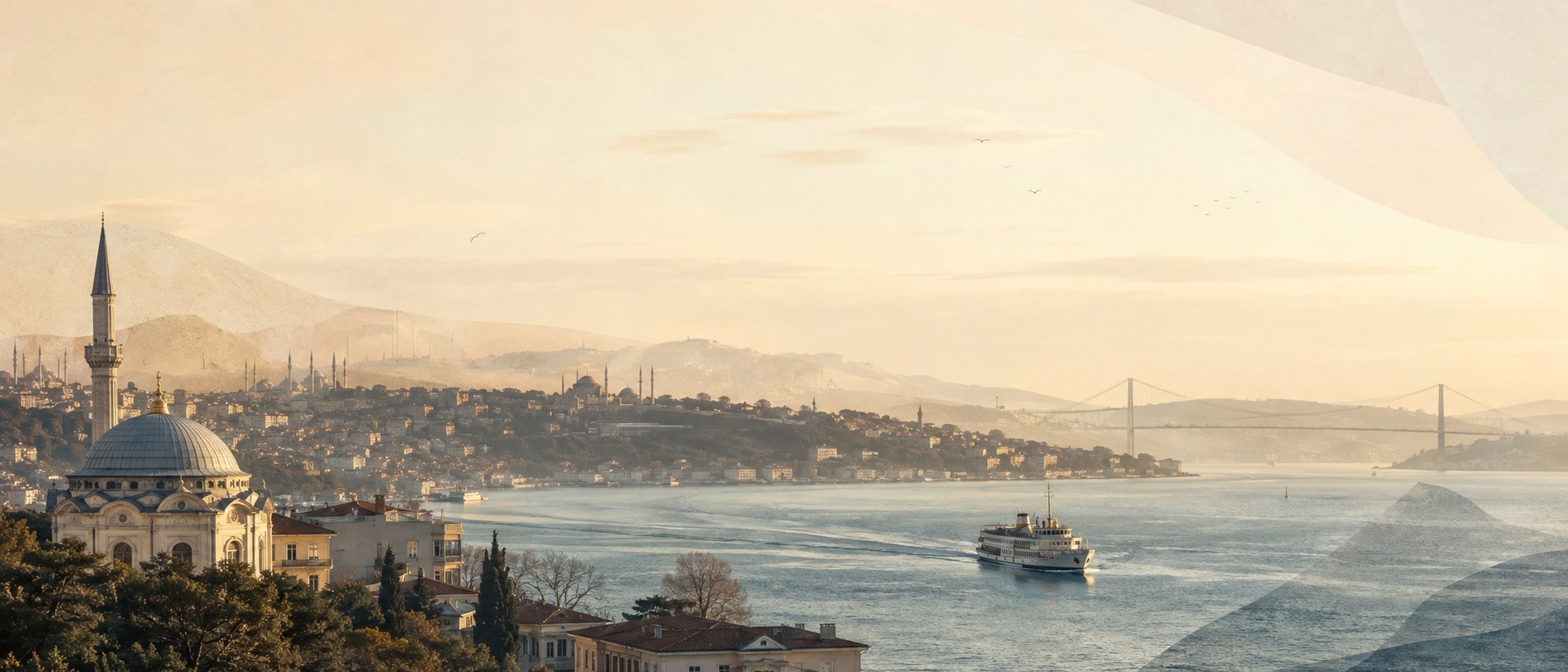 A calm morning over the Bosphorus in Istanbul